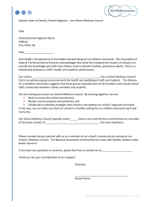 Sample letter to dentist, dental hygienist: Join school wellness council