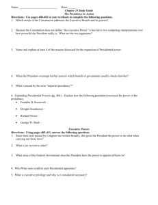 Chapter 14: President in Action Study Guide