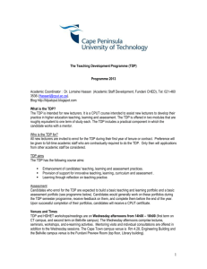 TDP Programme 2013 - Cape Peninsula University of Technology