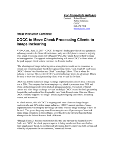 COCC to Move Check Processing Clients to Image