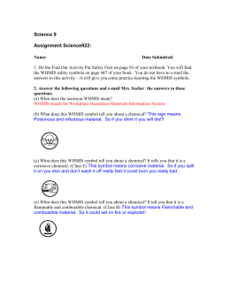 Science 9 WHMIS Lab Safety Info Complete the following worksheet