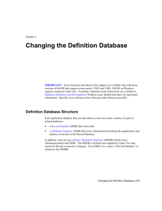 DLM Chapter 8: Changing the Definition Database