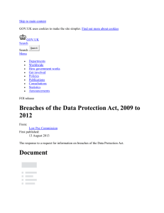 Breaches of the Data Protection Act, 2009 to 2012