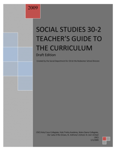 social studies 30-2 teacher's guide to the curriculum