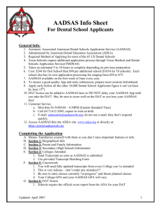 AADSAS Info Sheet for Dental School Applicants