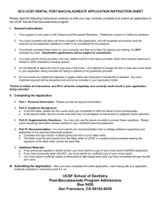 UCSF School of Dentistry Secondary Application