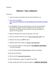 Periodic Table WebQuest