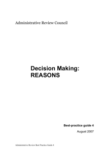 The reasons - Administrative Review Council