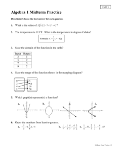 Algebra 1 Midterm Practice