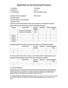 Application for the Screening Procedure - Fall 2003