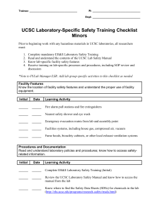 UCSC Laboratory-Specific Safety Training Checklist Minors
