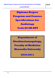 Diploma Degree Program and Courses Specifications for Audiology