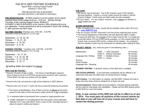 ged test schedule - Central Arizona College
