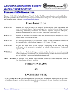 Louisiana Engineering Society Baton Rouge Chapter February 19