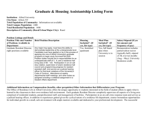Graduate & Housing Assistantship Listing Form