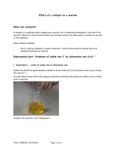 Oxidation of iodine I2 by dichromate ions Cr2O7 2-