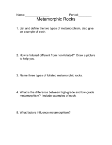 Metamorphic Rock Questions