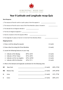 Year 9 Latitude and Longitude recap Quiz