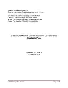 Curriculum Material Center Branch of UCF Libraries Strategic Plan