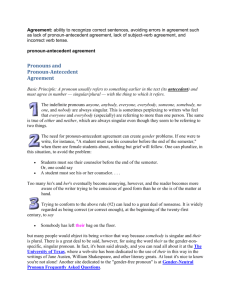 Agreement: ability to recognize correct sentences, avoiding errors in