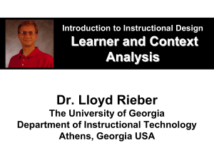 Introduction to Instructional Design Learner and Context Analysis