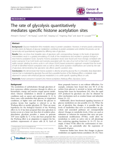 The rate of glycolysis quantitatively mediates specific histone