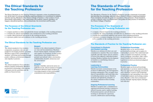 The Ethical Standards for the Teaching Profession The Standards of