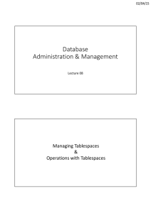 Managing Tablespaces & Operations with Tablespaces