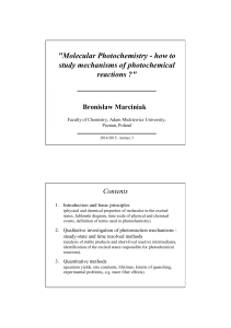 "Molecular Photochemistry - how to study mechanisms of