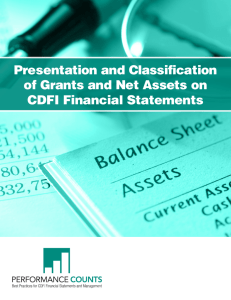 Presentation and Classification of Grants and Net Assets on CDFI