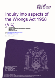 Inquiry into aspects of the Wrongs Act 1958 (Vic)
