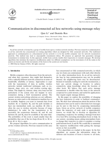 Communication in disconnected ad hoc networks using message relay