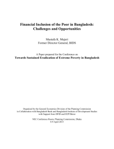 Financial Inclusion of the Poor in Bangladesh: Challenges