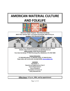 AMERICAN MATERIAL CULTURE AND FOLKLIFE
