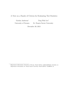 A Note on a Family of Criteria for Evaluating Test Statistics