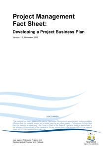 Project Management Fact Sheet: Developing a Project Business Plan