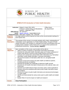HLTH 672 Public Health Informatics - University of Maryland School