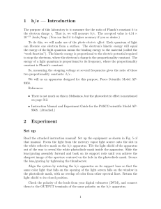 1 h/e — Introduction 2 Experiment