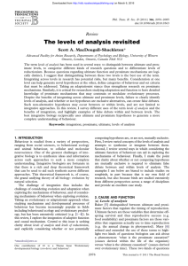 The levels of analysis revisited