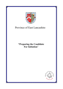 Preparing the Candidate - Provincial Grand Lodge of East Lancashire