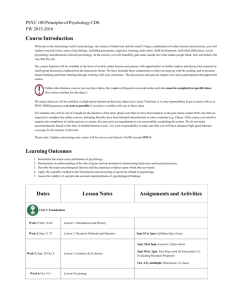 Course Introduction Learning Outcomes Dates Lesson Notes