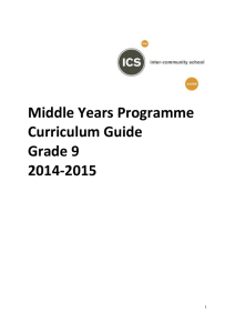 Middle Years Programme Curriculum Guide Grade 9 2014-2015