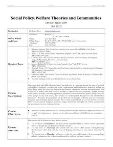 Social Policy, Welfare Theories and Communities