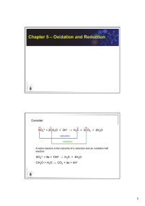 Chapter 5 – Oxidation and Reduction