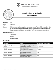 Introduction to Animals Lesson Plan