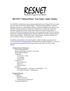 RESNET Rater Test Study Guide Outline
