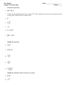 Pre-Algebra Name Chapter 9 Practice Quiz Period _____