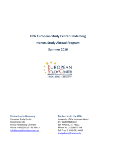 UIW European Study Center Heidelberg Honors Study Abroad