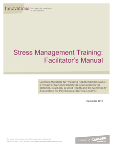 Stress Management Training: Facilitator's Manual