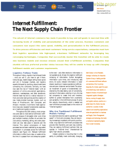 Internet Fulfillment: The Next Supply Chain Frontier